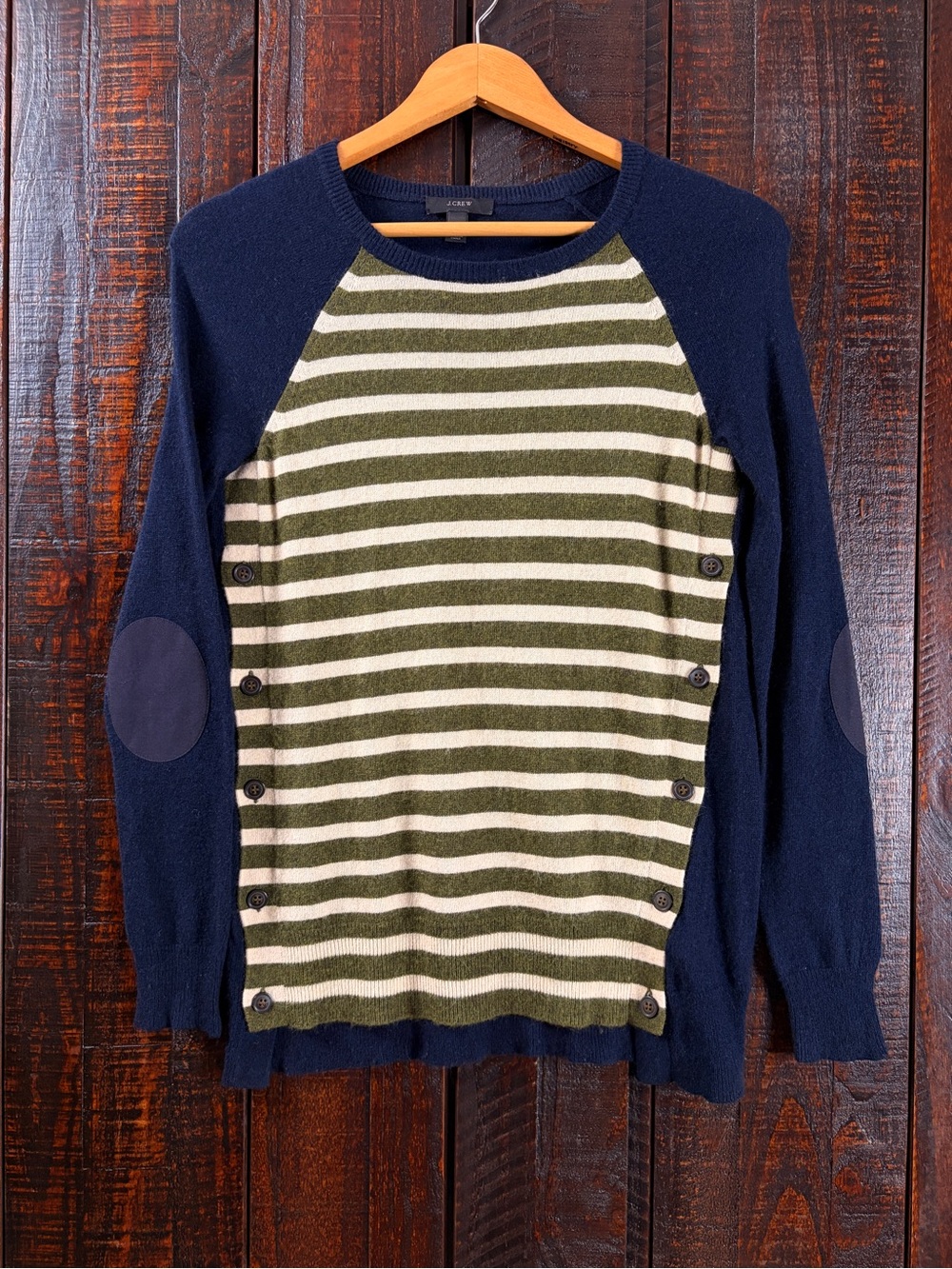 J.Crew Striped Elbow Patch Tunic Sweater XXS